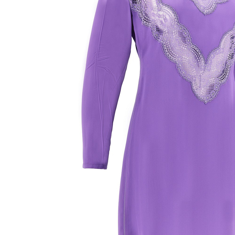 Satin midi dress with lace inserts