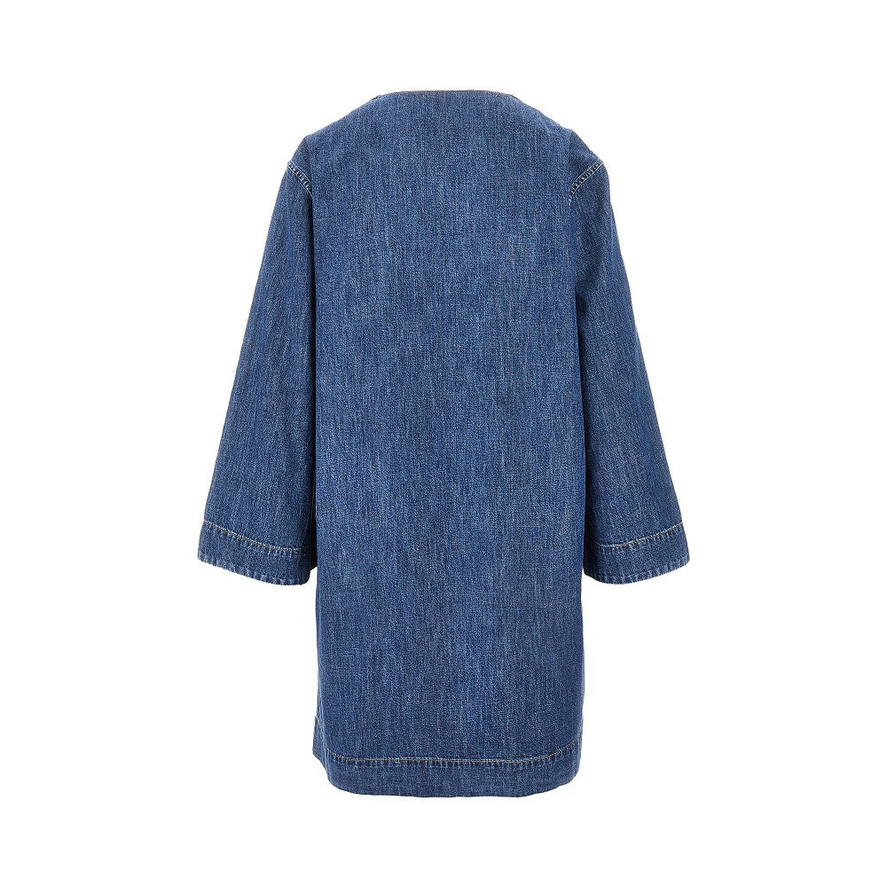 Denim mini skirt with V Gold details