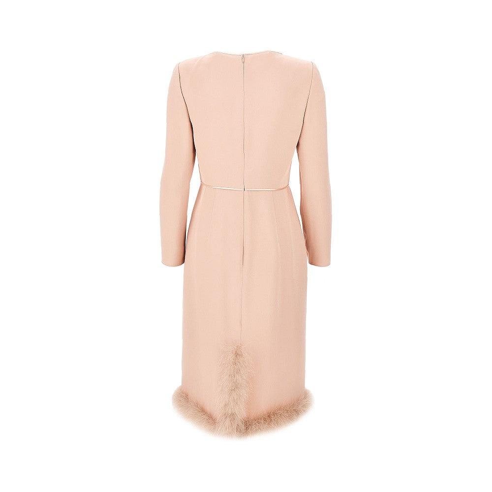 Abito midi in Cady Couture con piume