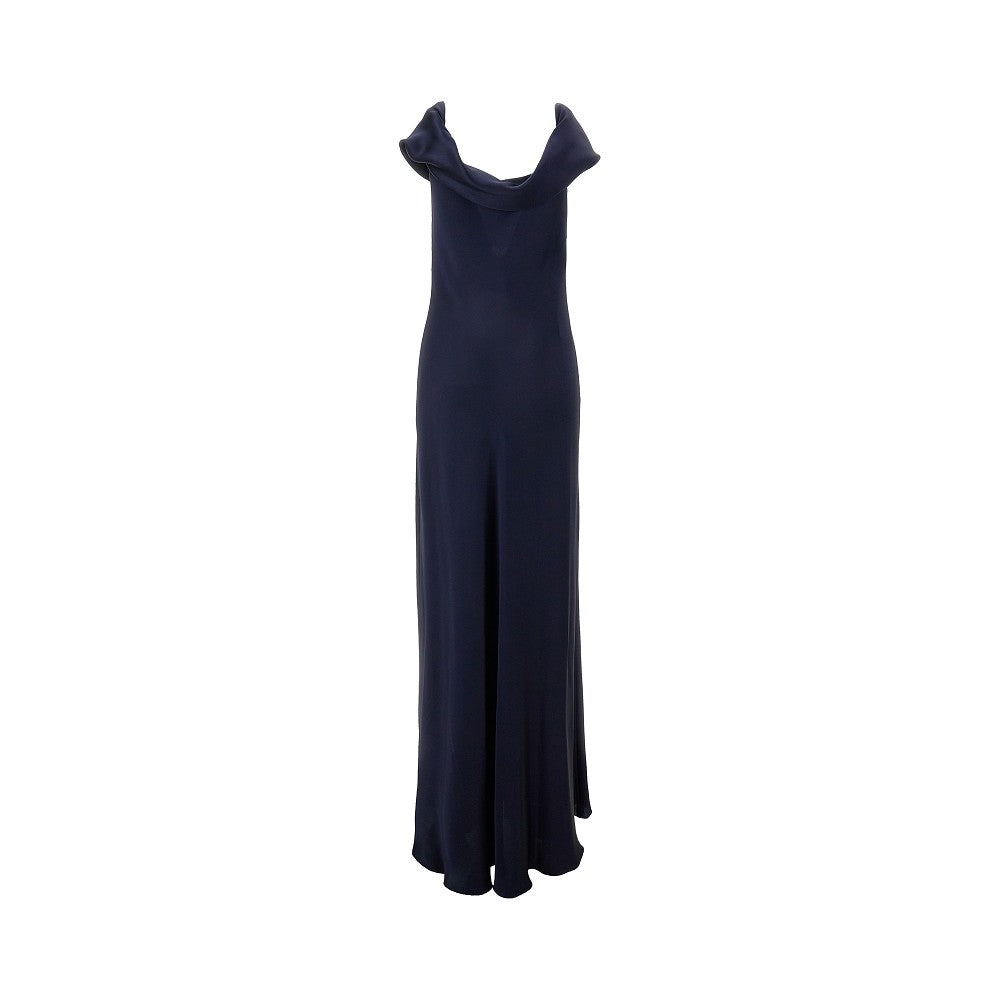 Satin long dress with twisted detail