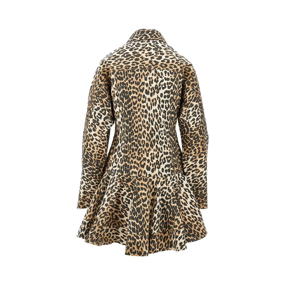 Leopard print poplin mini dress