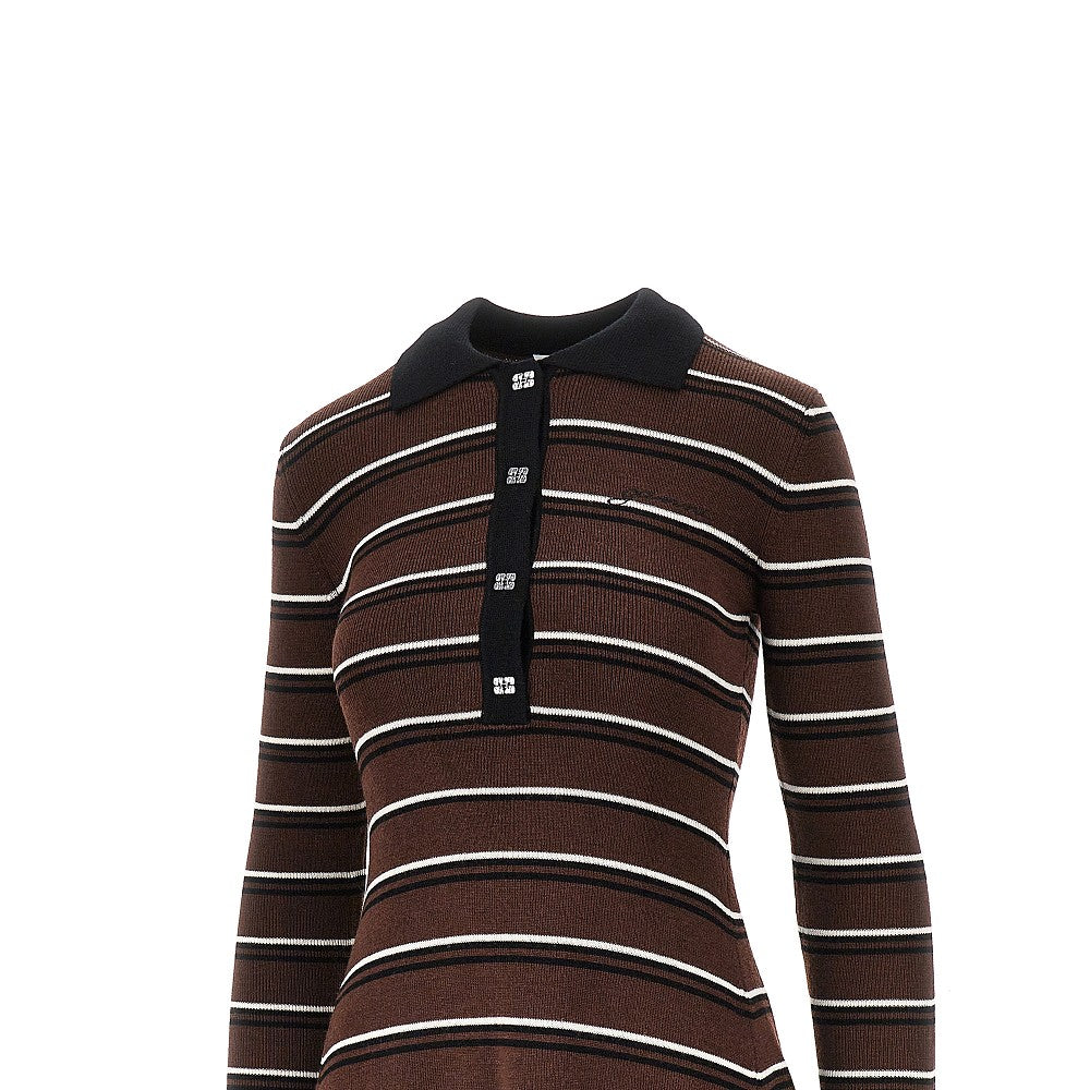 Knitted short dress with striped motif