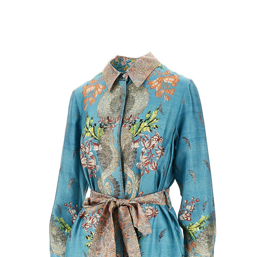 Printed silk shirt dress
