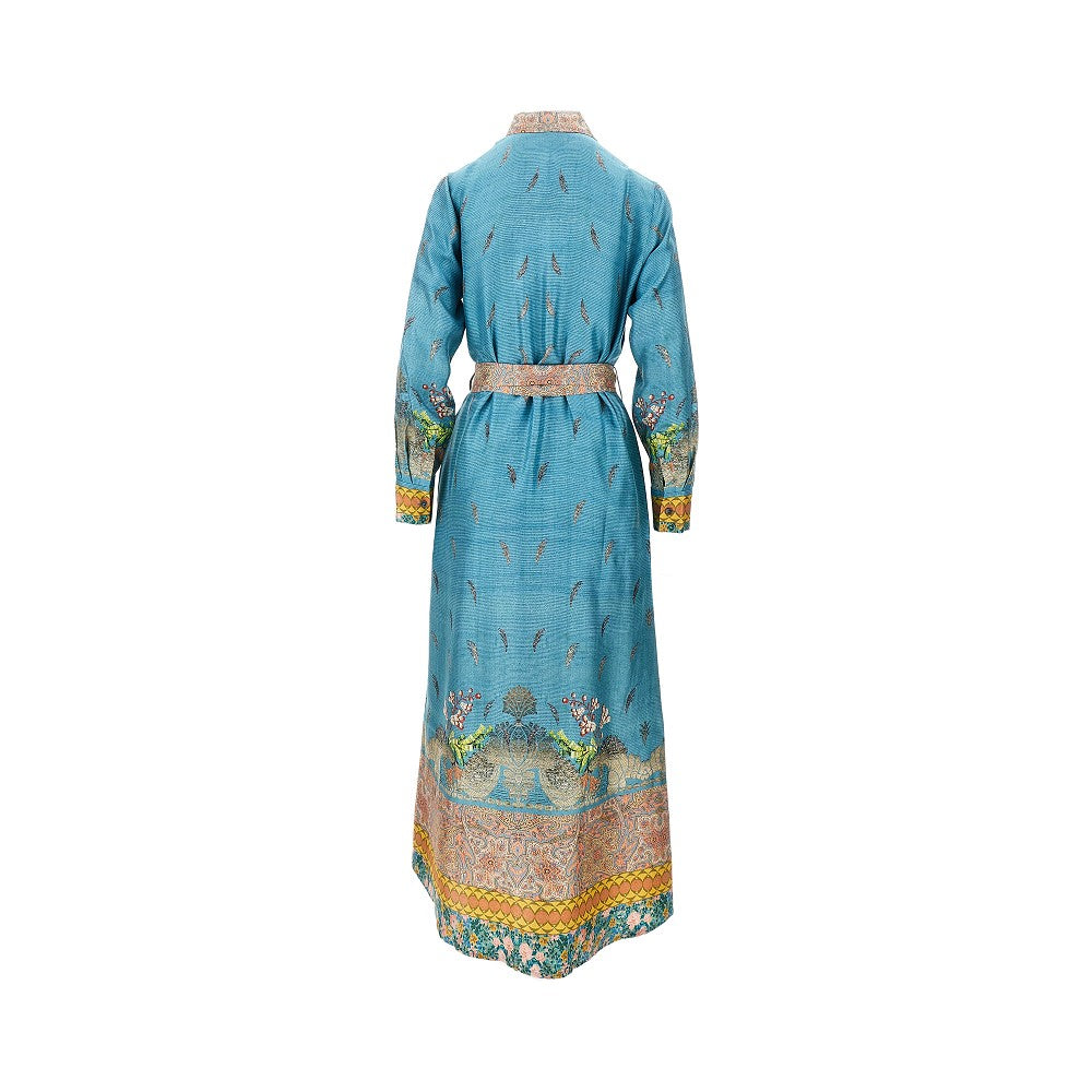 Printed silk shirt dress