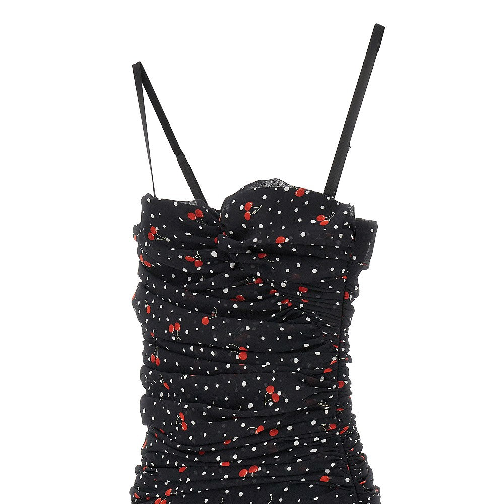 Gathered chiffon mini dress with sequins