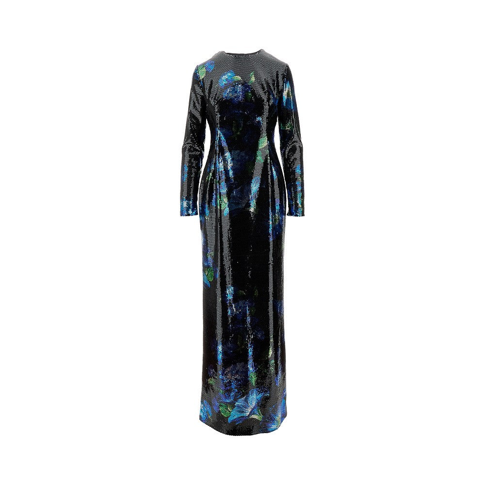 Bluebell motif sequinned long dress