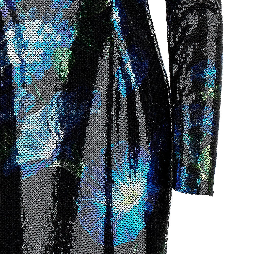 Bluebell motif sequinned long dress