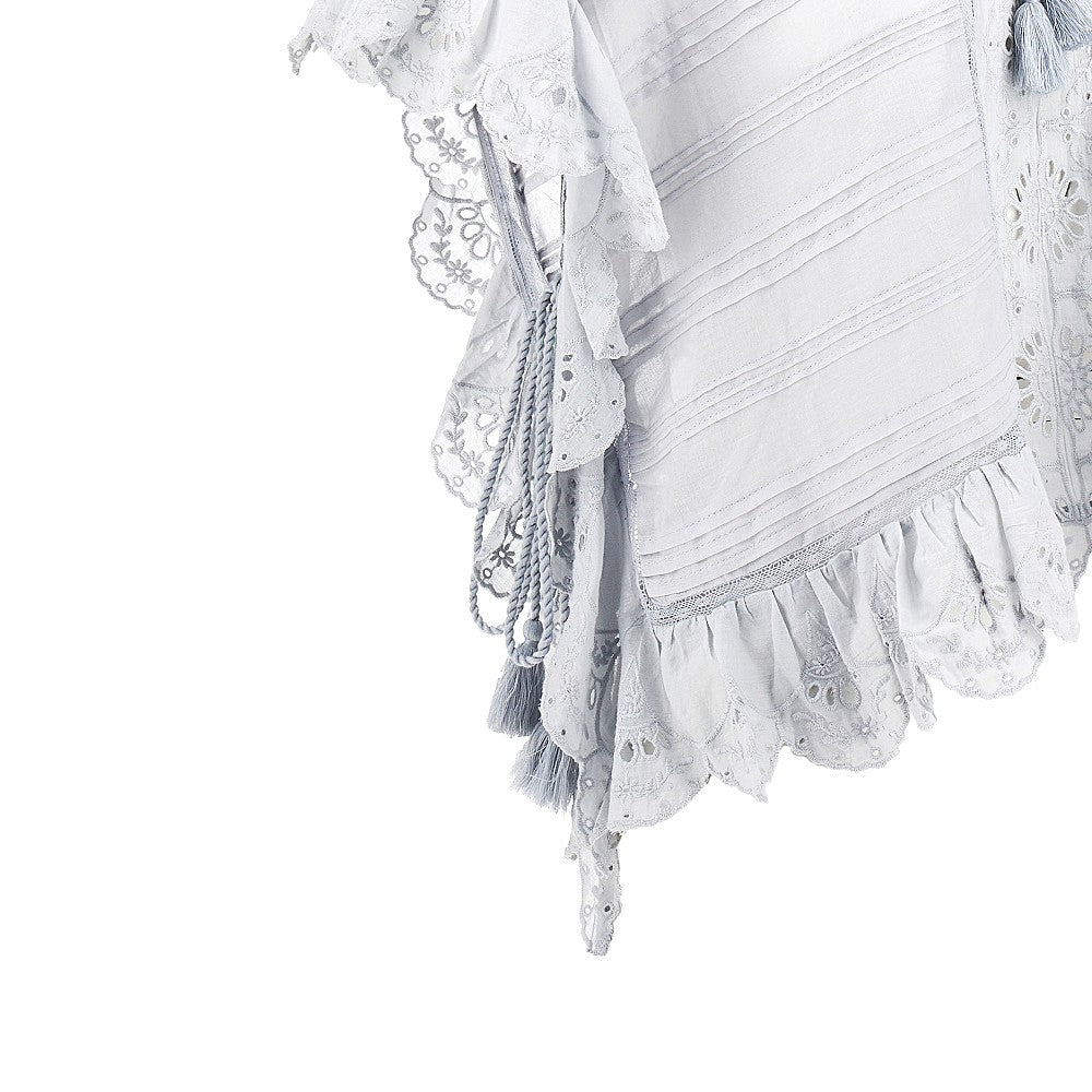 Cotton caftan top with lace