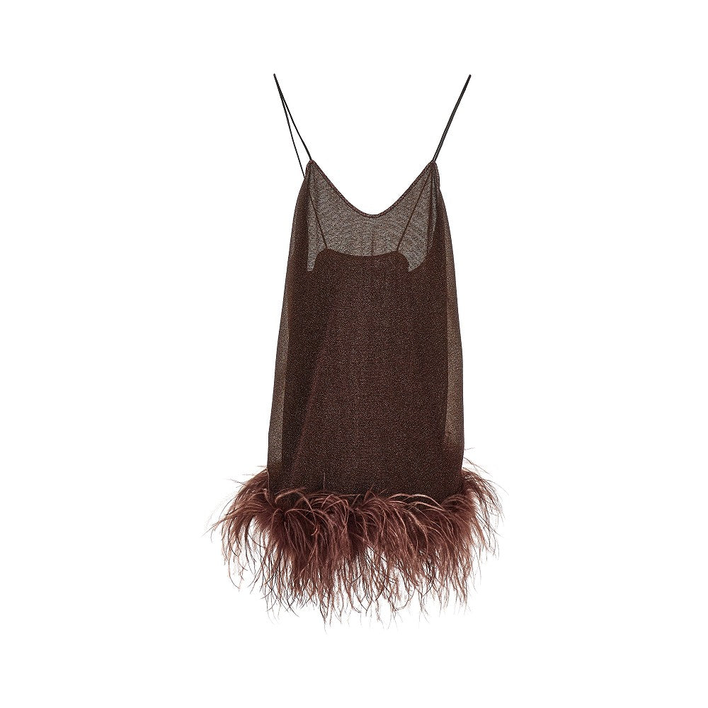 'Lumière' mini dress with feathers