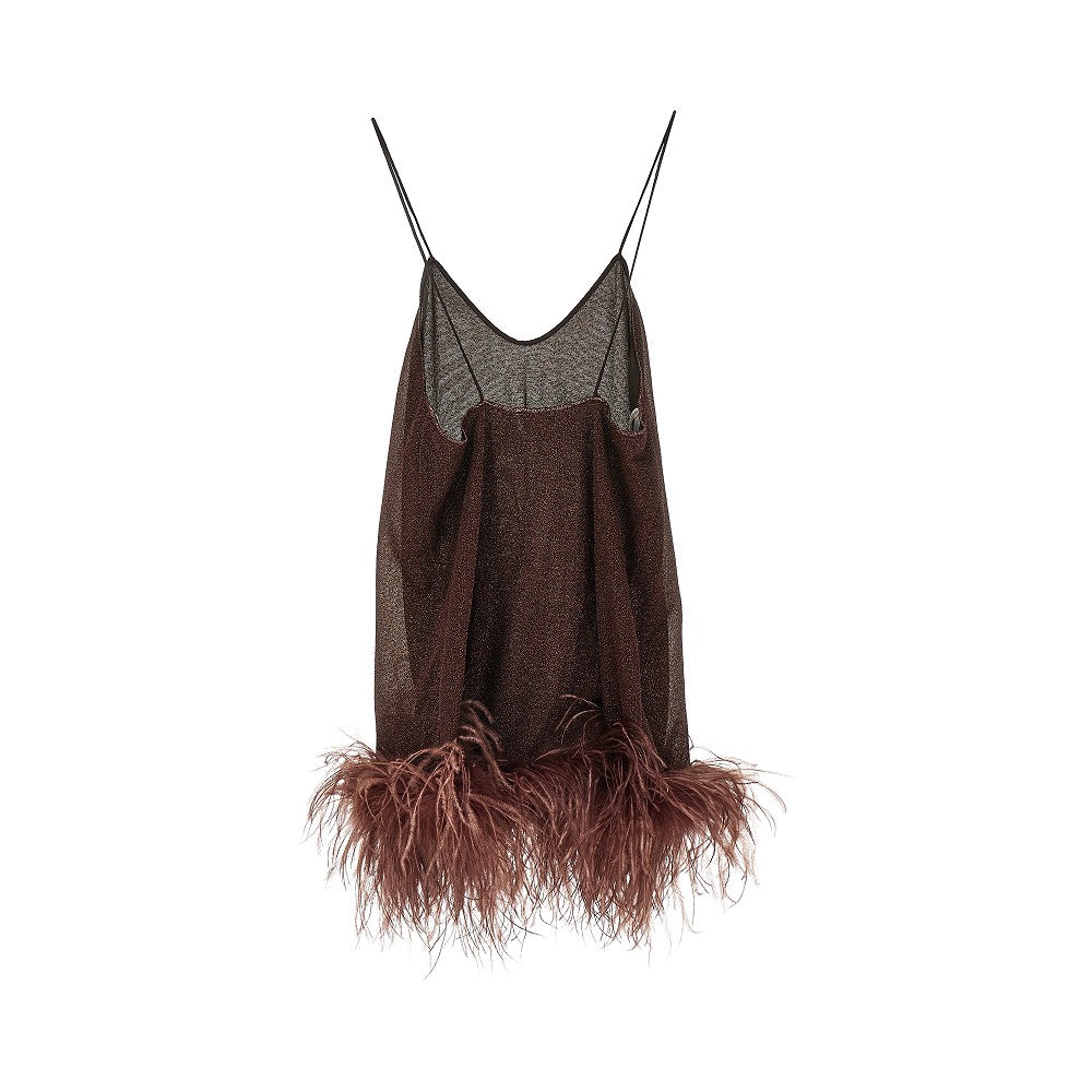 'Lumière' mini dress with feathers