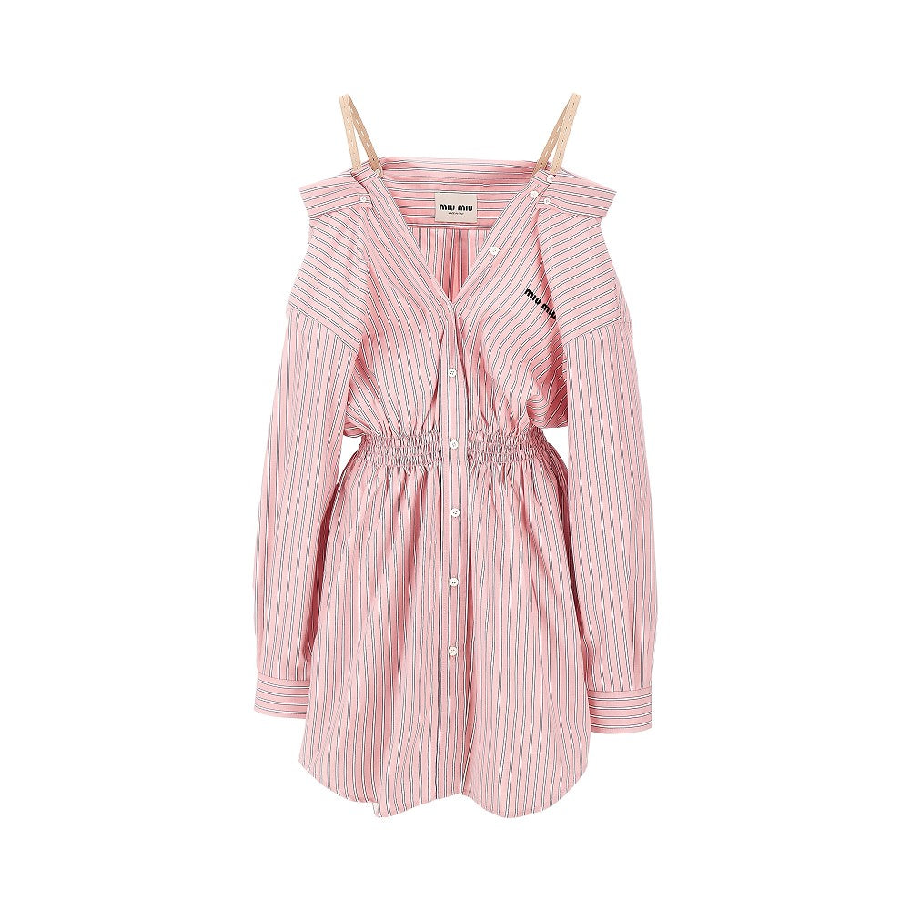 Striped poplin shirt dress