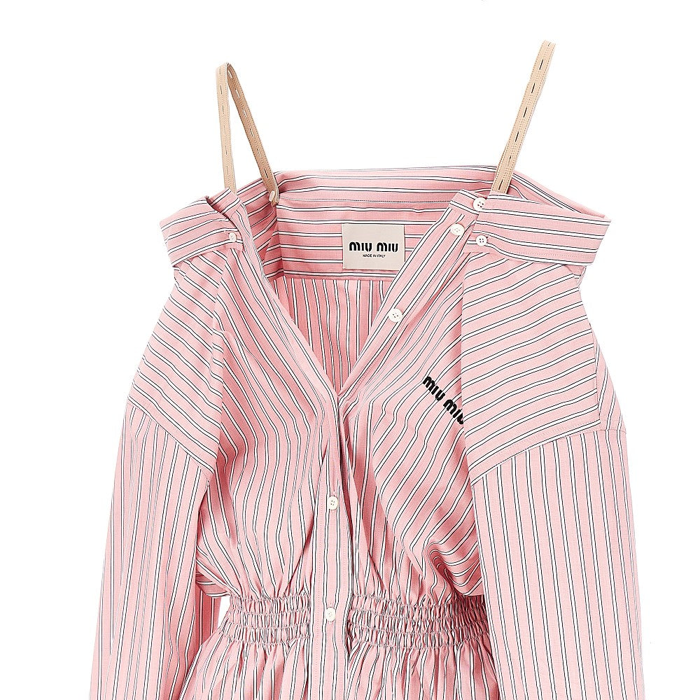 Striped poplin shirt dress