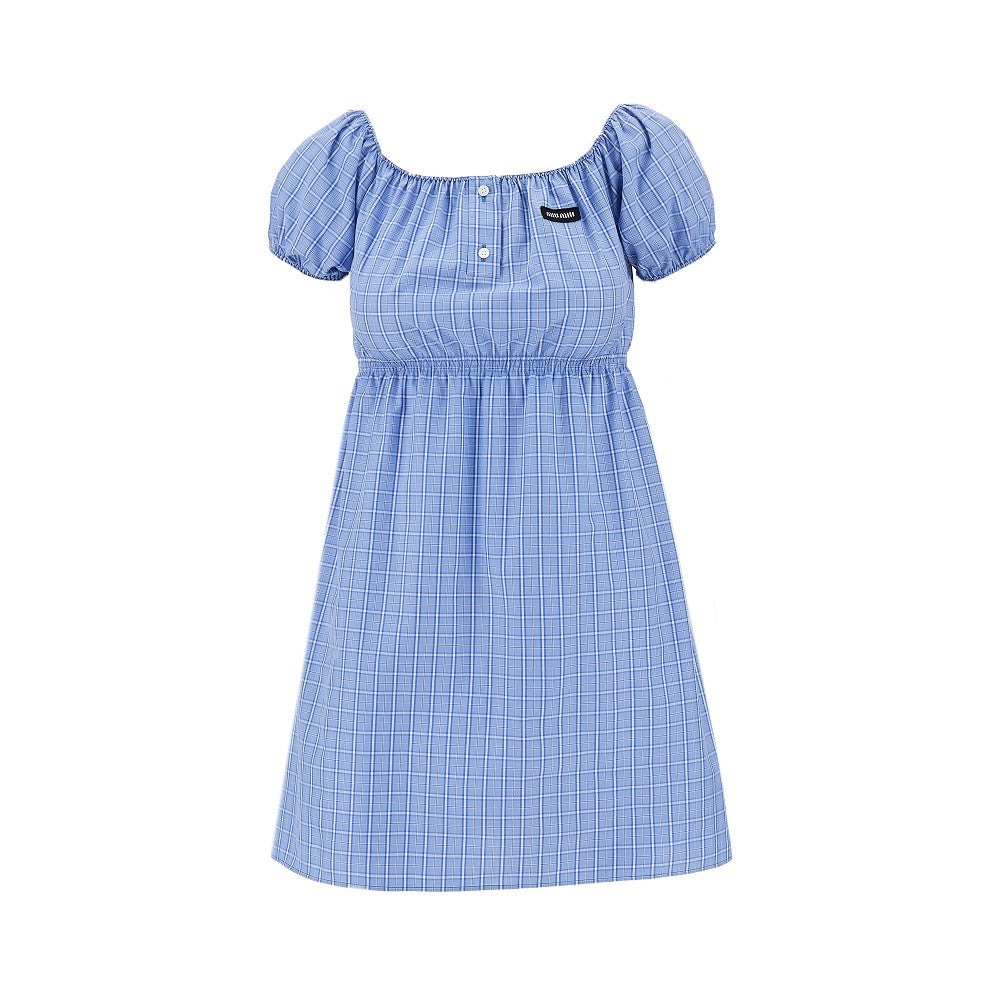 Check poplin mini dress
