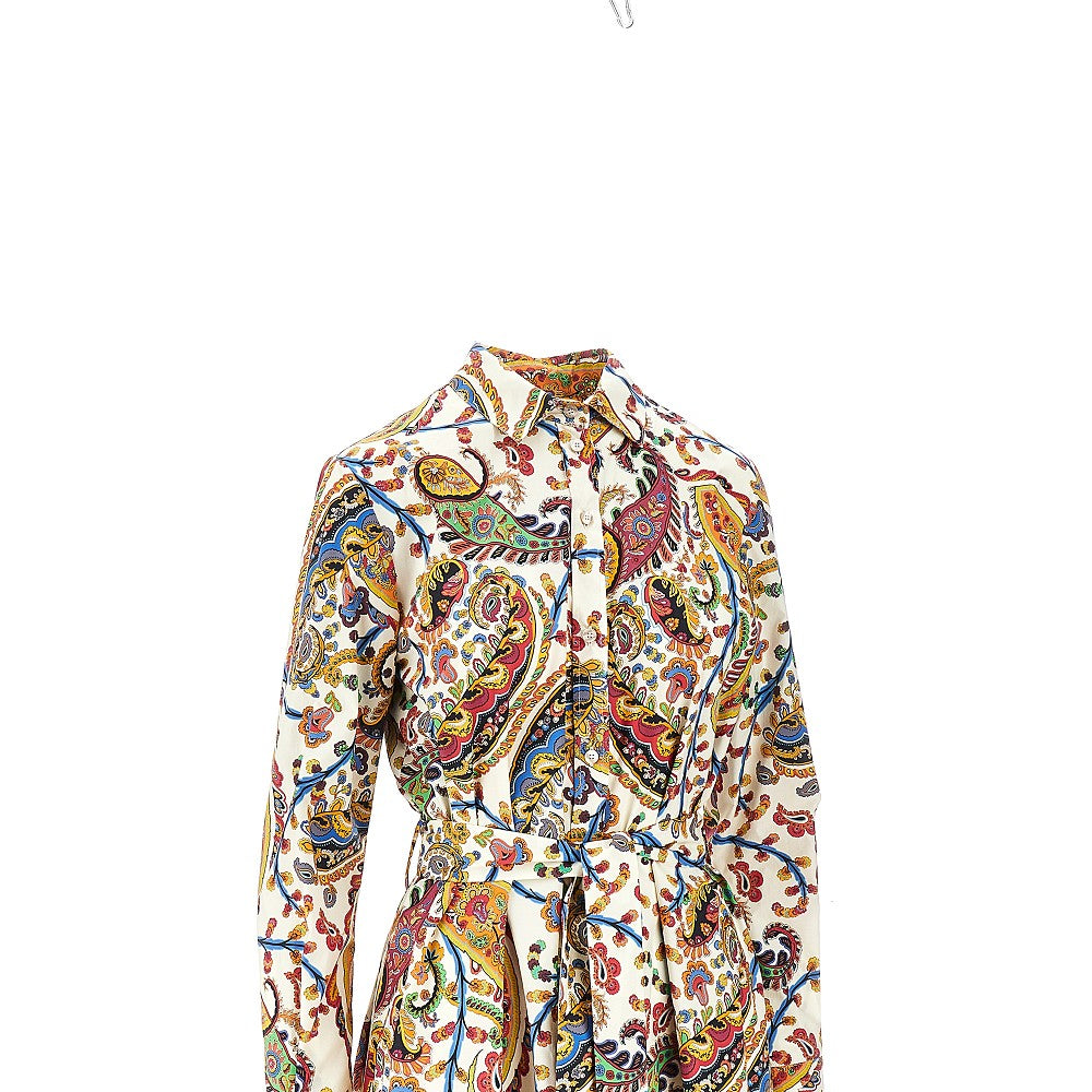 Printed poplin midi shirt dress