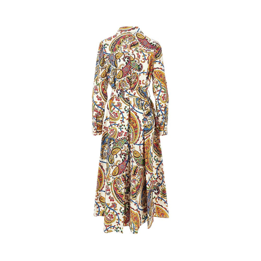 Printed poplin midi shirt dress