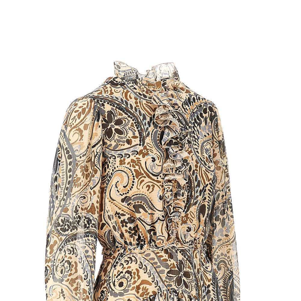 Abito corto con stampa Paisley floreale