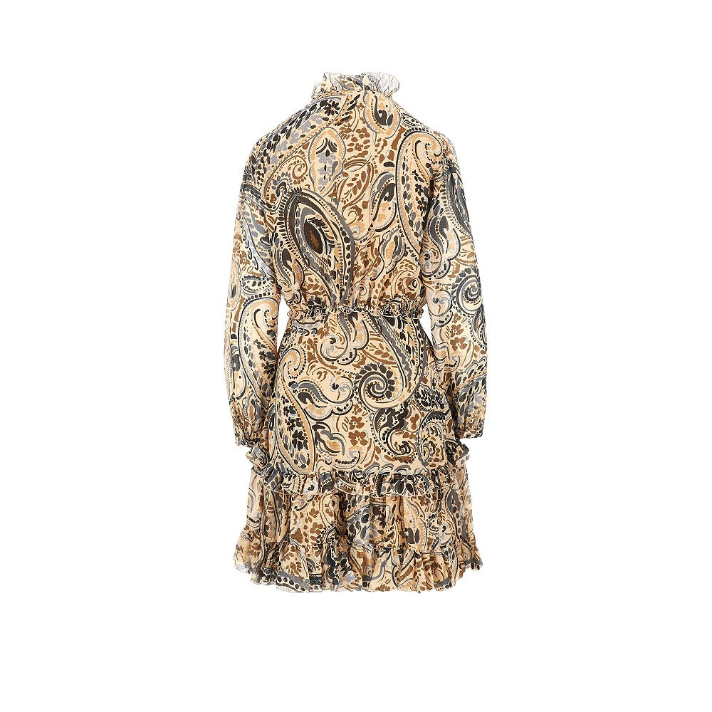Abito corto con stampa Paisley floreale