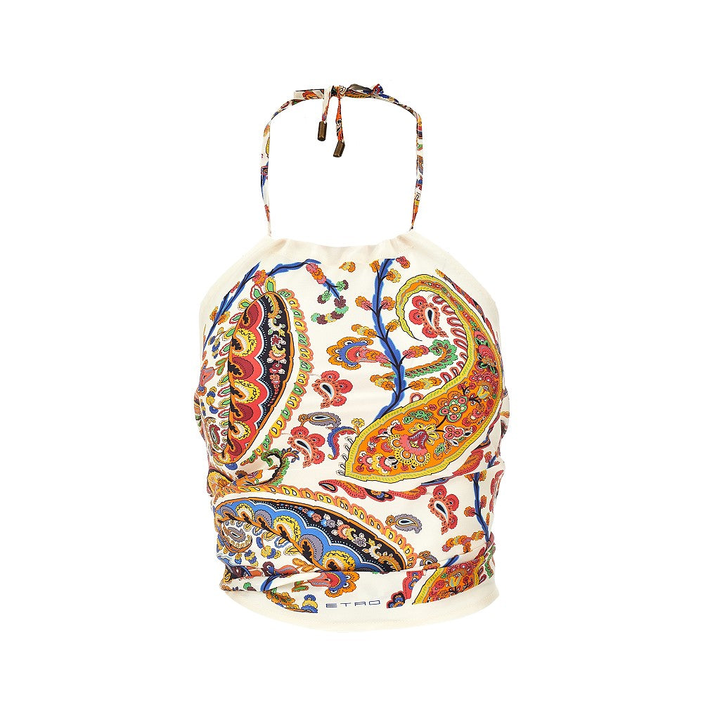 Top foulard in seta Paisley floreale