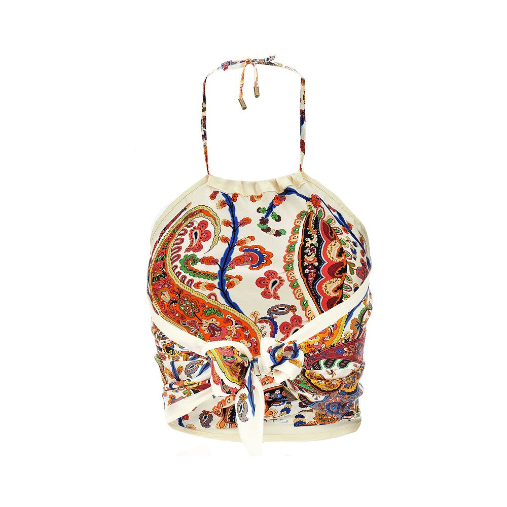 Top foulard in seta Paisley floreale