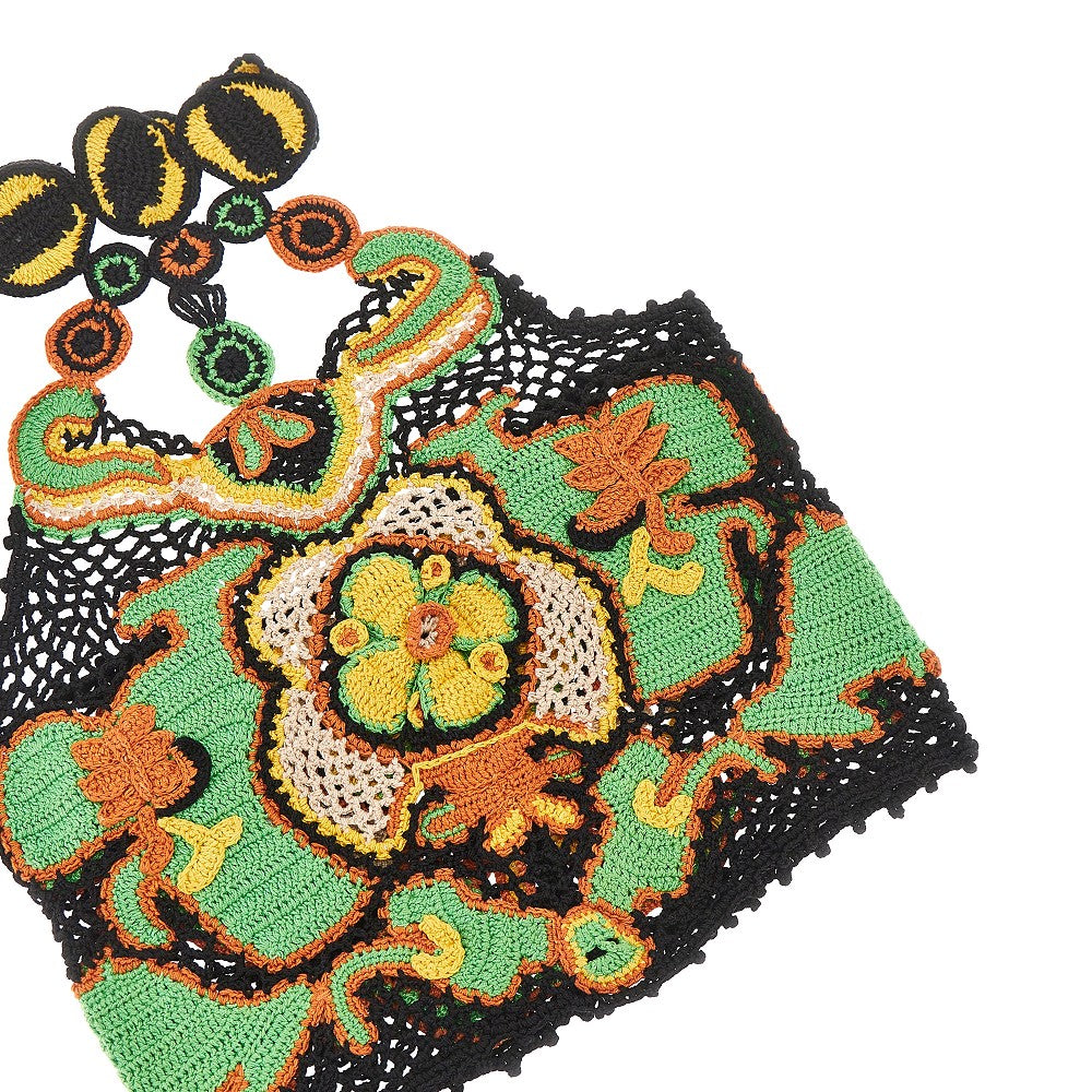 Floral crochet cotton cropped top