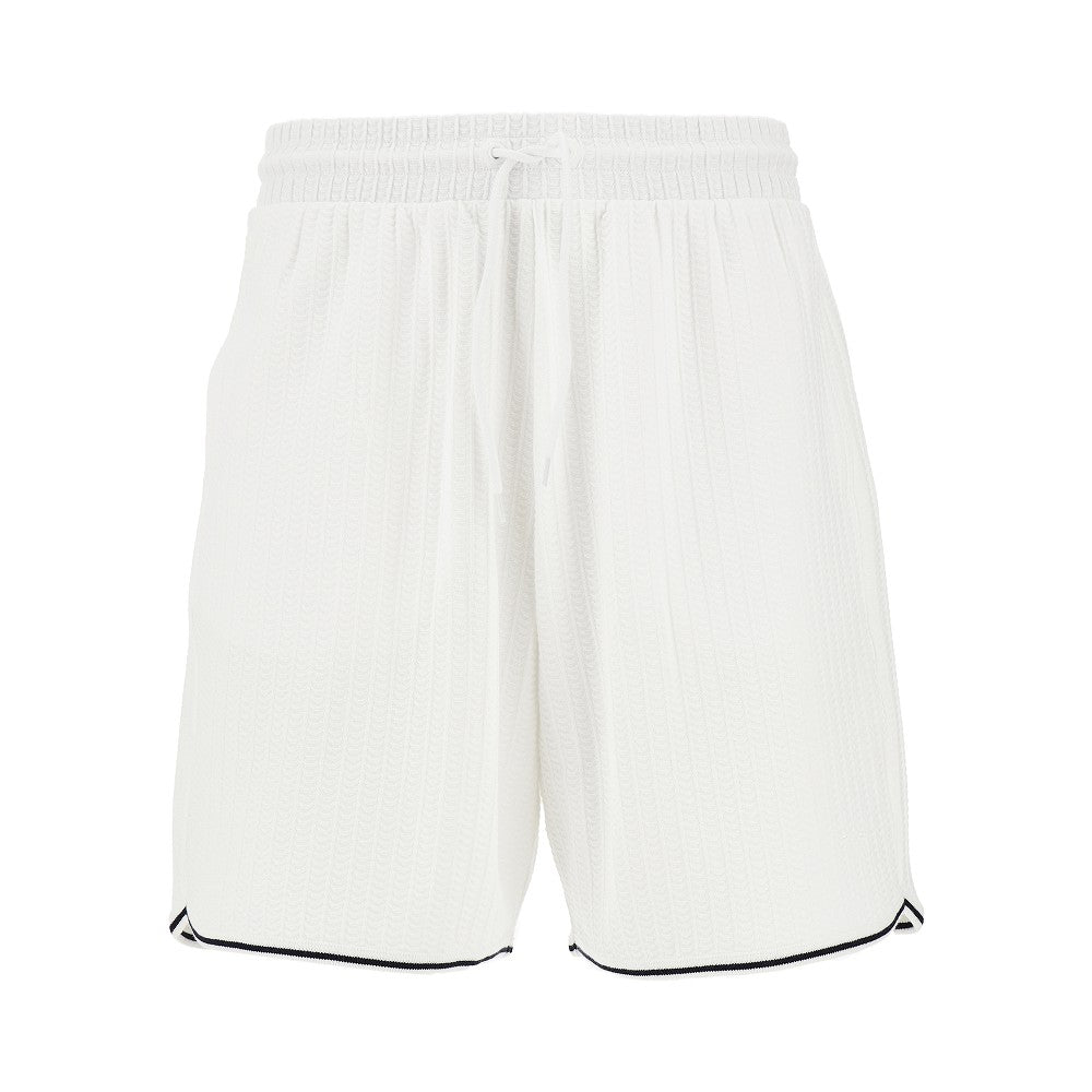Knitted jacquard bermuda shorts with logo