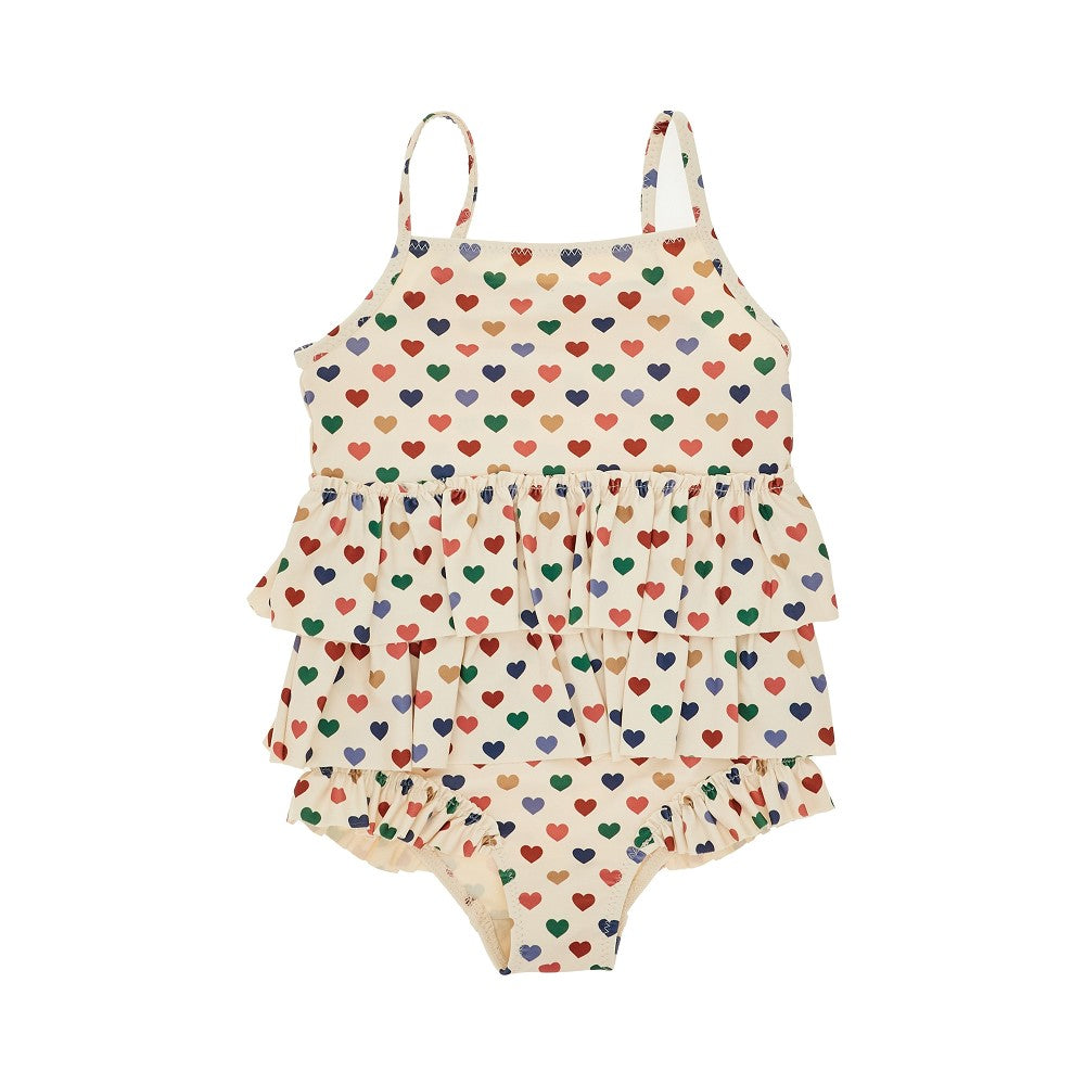 Swimsuit with hearts motif
