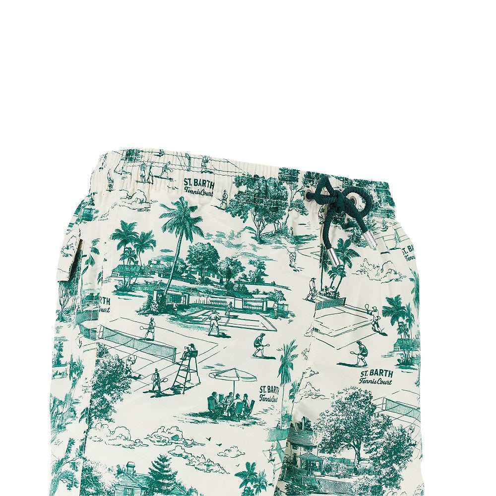 Bermuda mare stampa 'Tennis Toile'