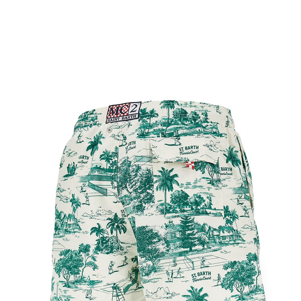 Bermuda mare stampa 'Tennis Toile'