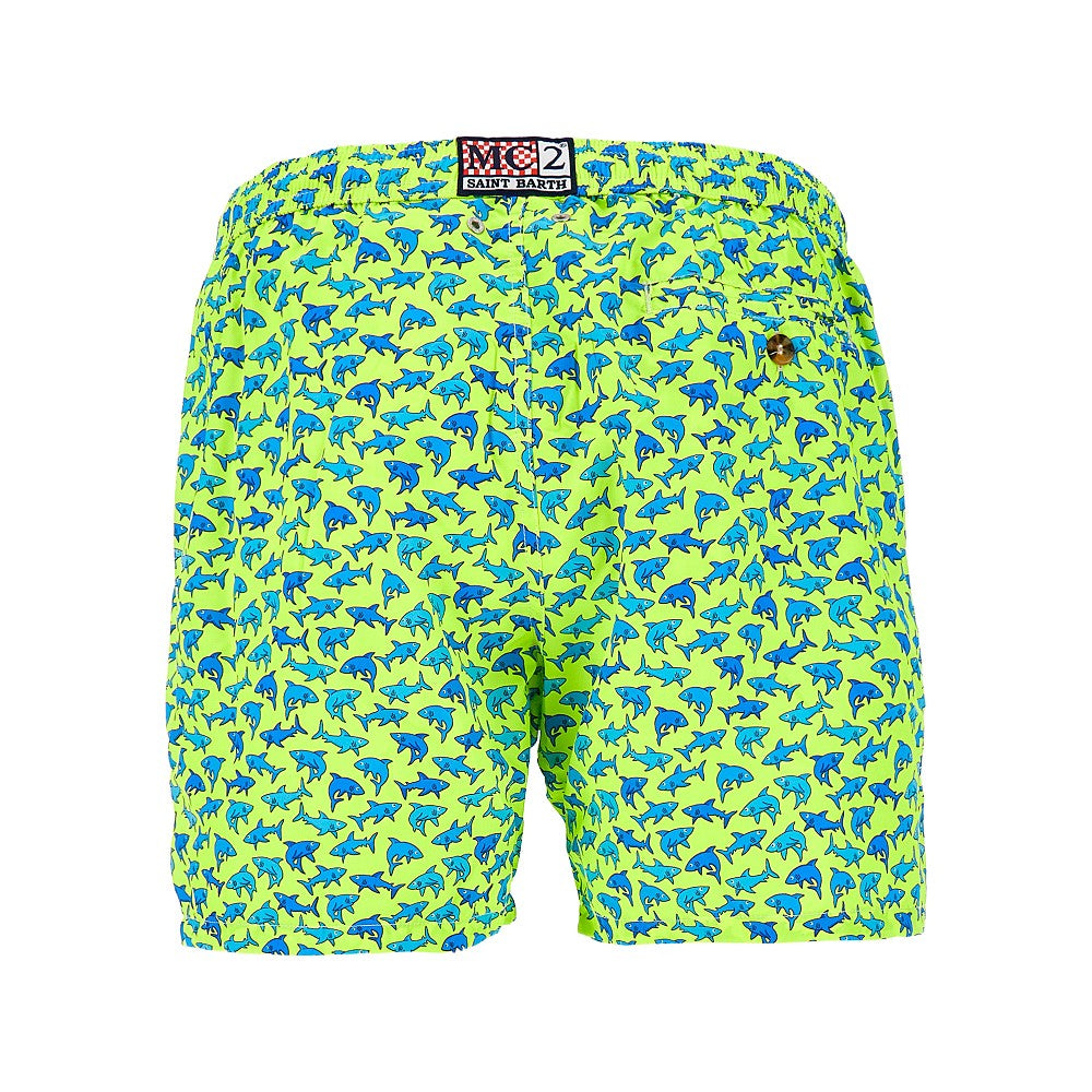 Shark Trouble print swim shorts