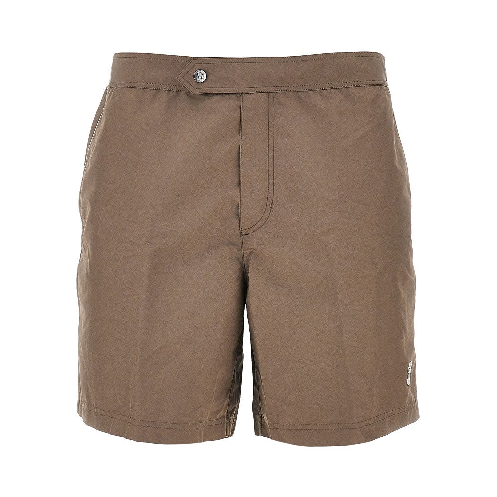 Bermuda mare in nylon con logo ricamato
