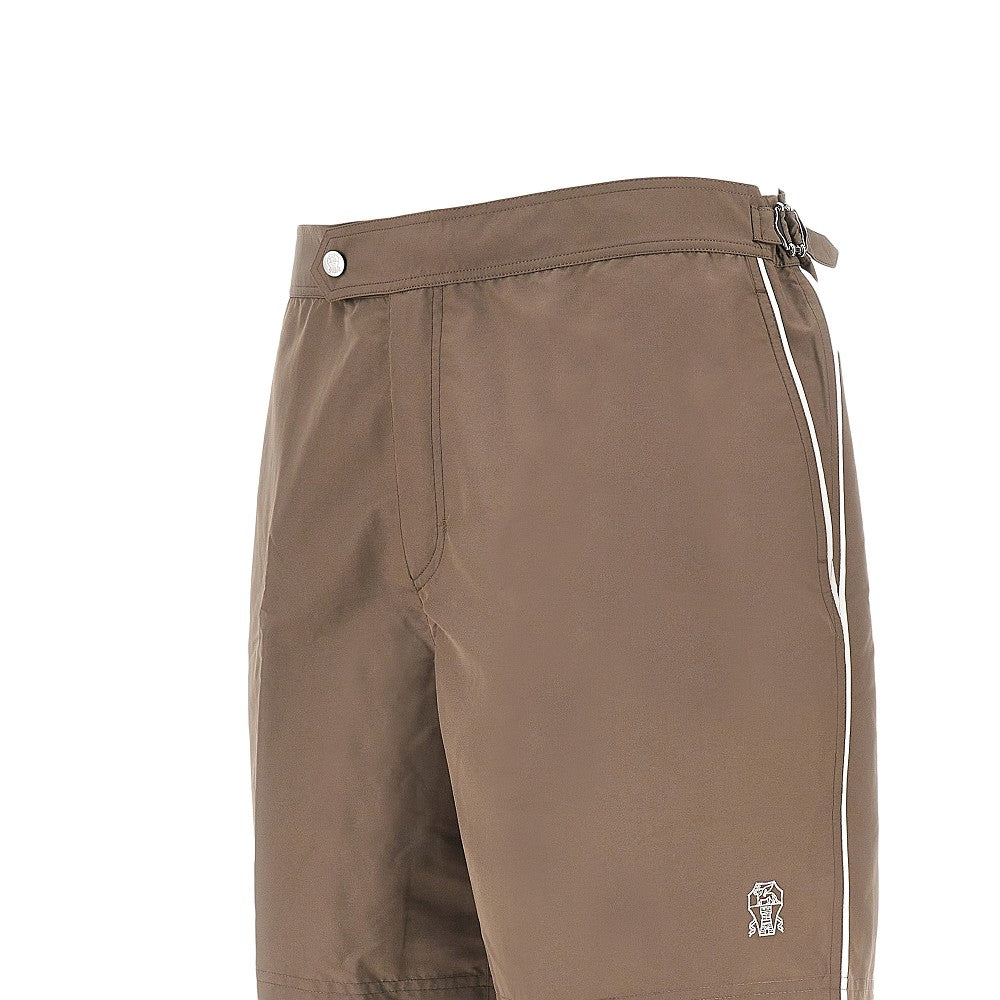 Bermuda mare in nylon con logo ricamato