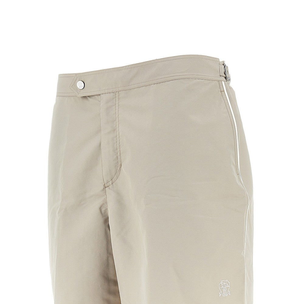 Bermuda mare in nylon con logo ricamato