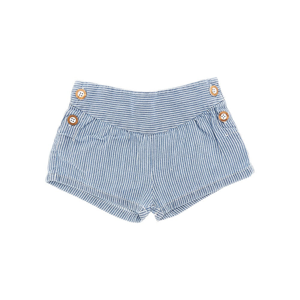 Striped denim shorts