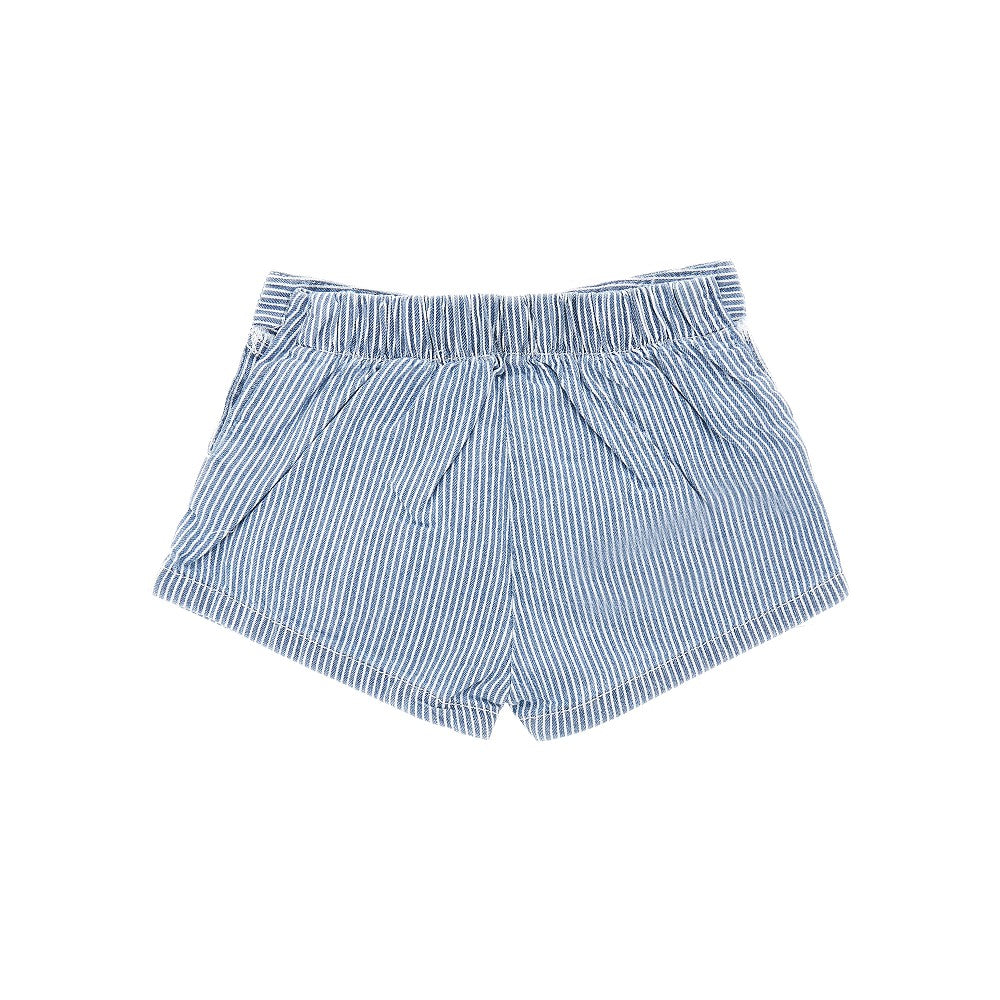Striped denim shorts