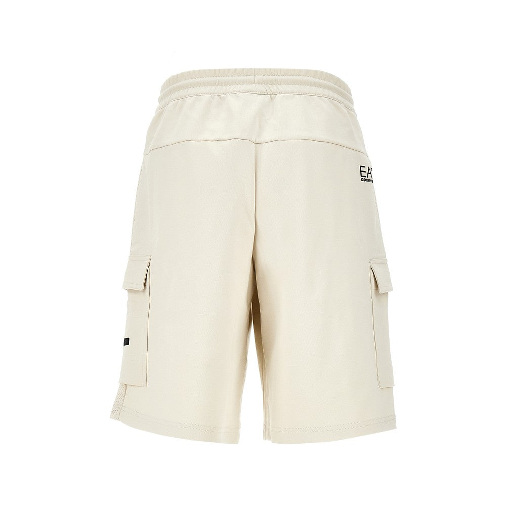 Bermuda cargo in felpa con inserti in mesh