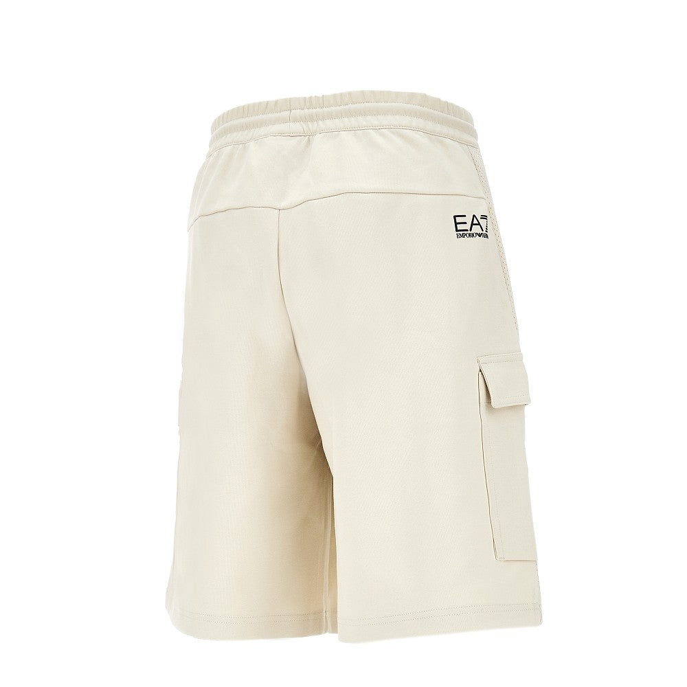Bermuda cargo in felpa con inserti in mesh