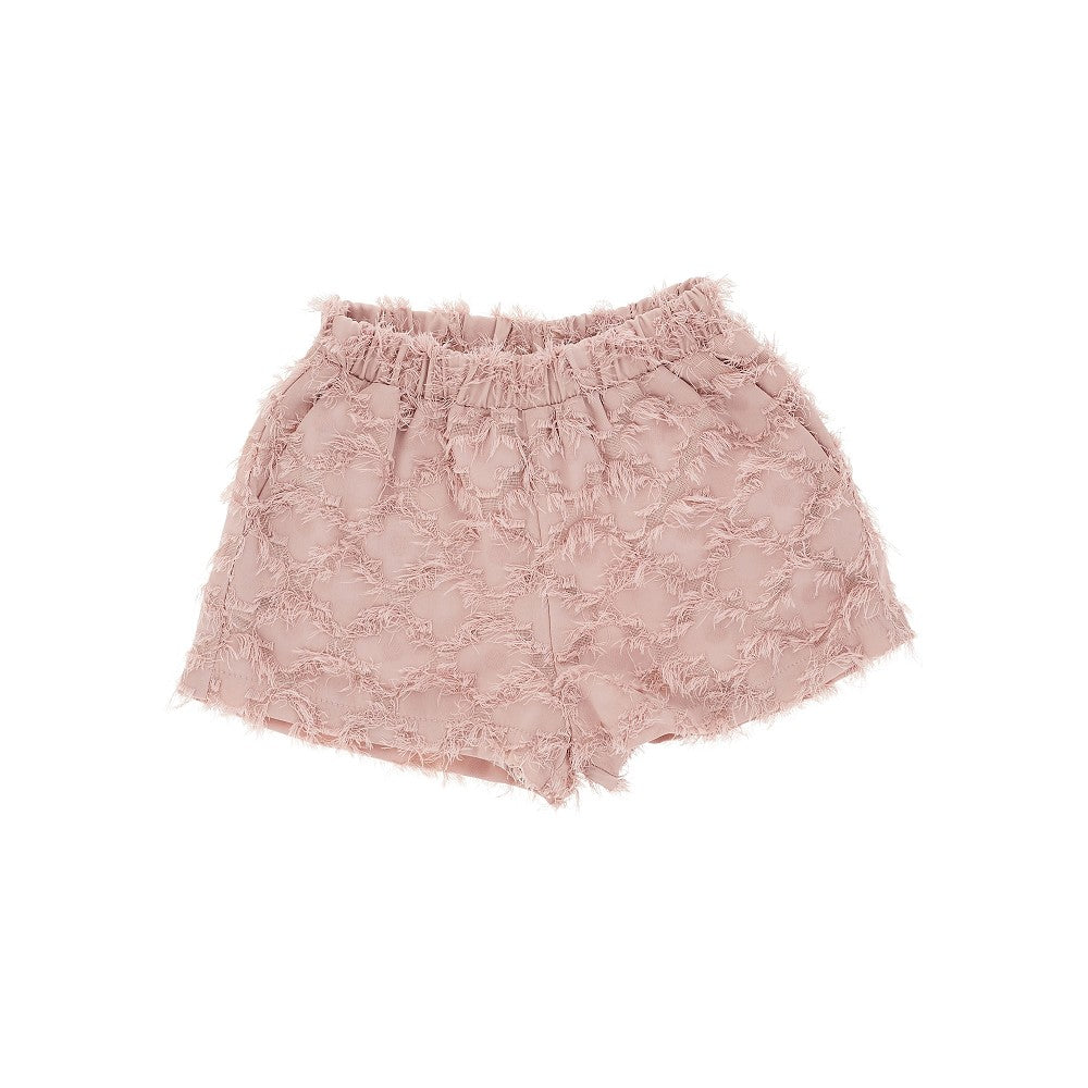 Frayed fabric shorts