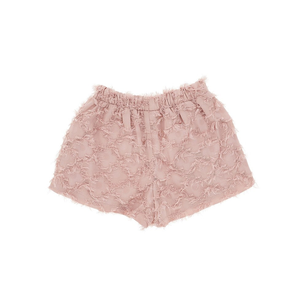 Frayed fabric shorts