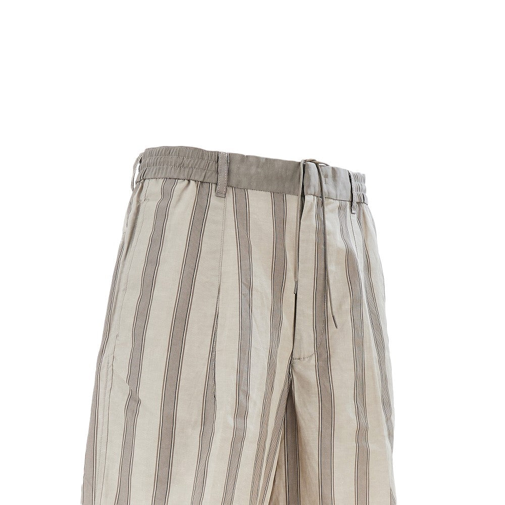 Striped motif linen-blend shorts