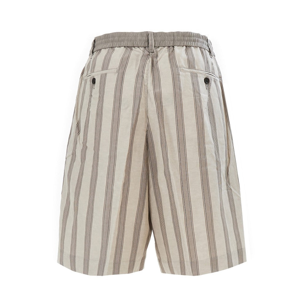 Striped motif linen-blend shorts