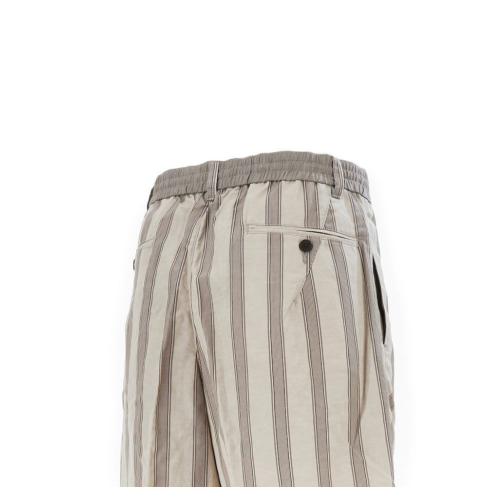 Striped motif linen-blend shorts