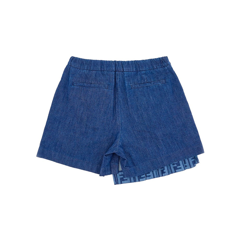 Denim shorts with pleated panel