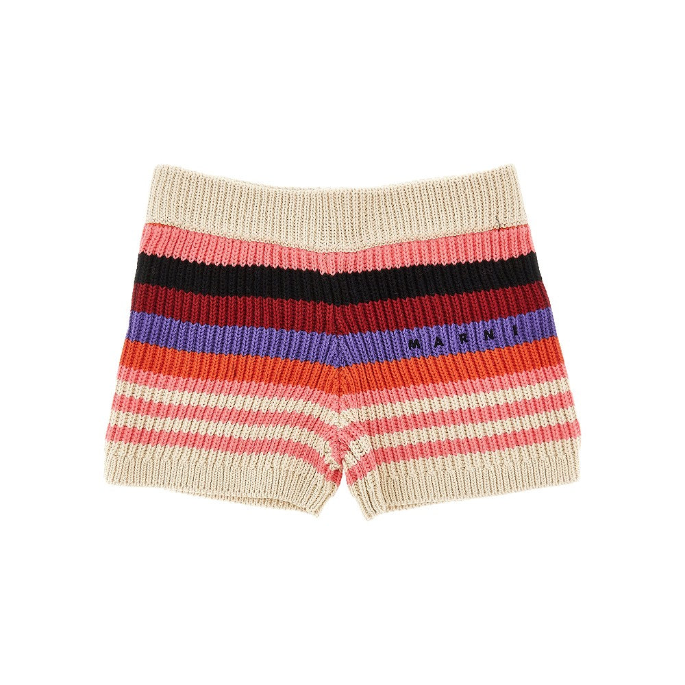 Knitted shorts with striped motif