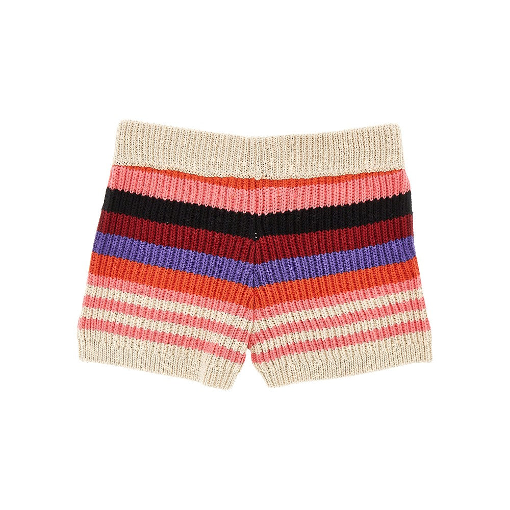 Knitted shorts with striped motif