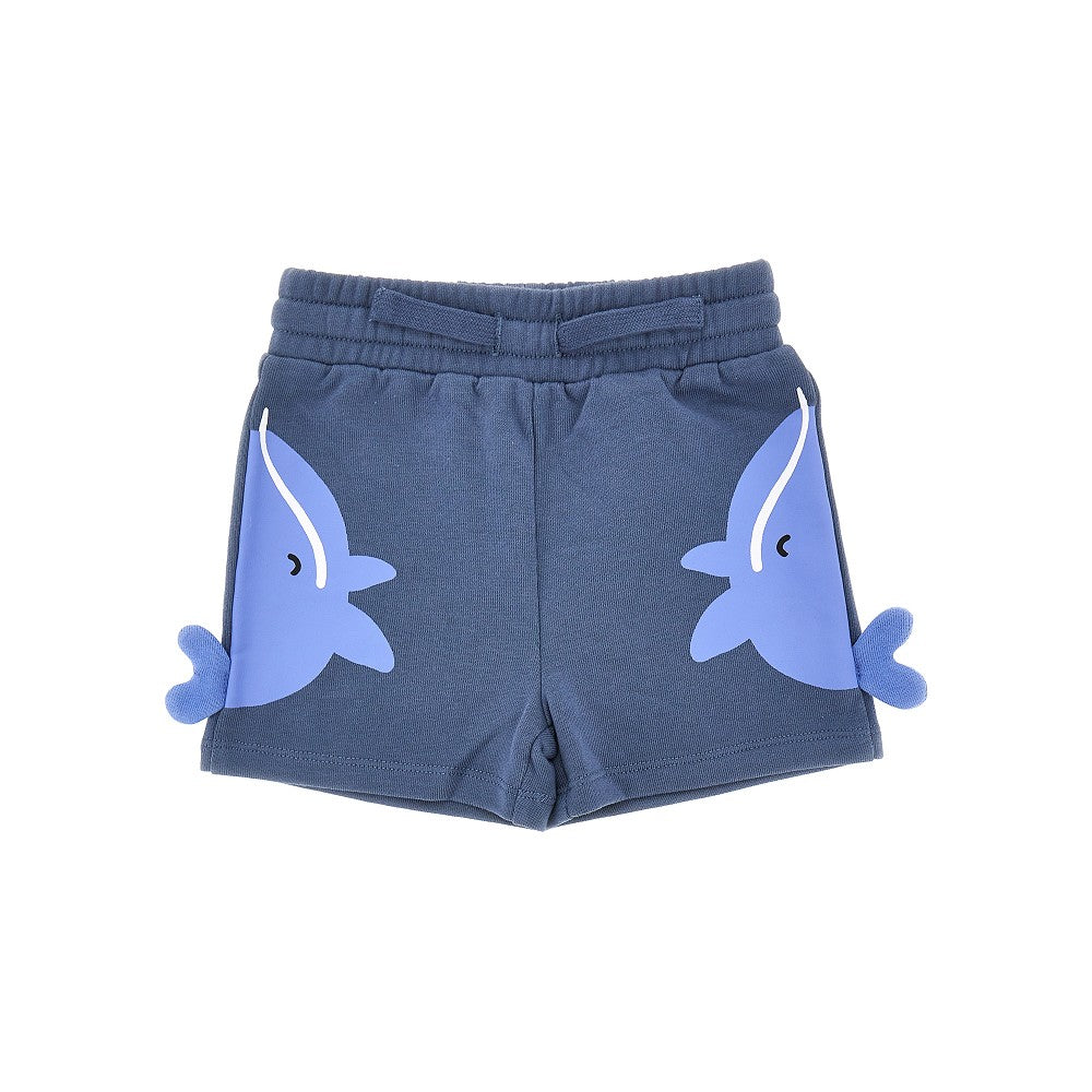 Shorts in french terry con stampa balena