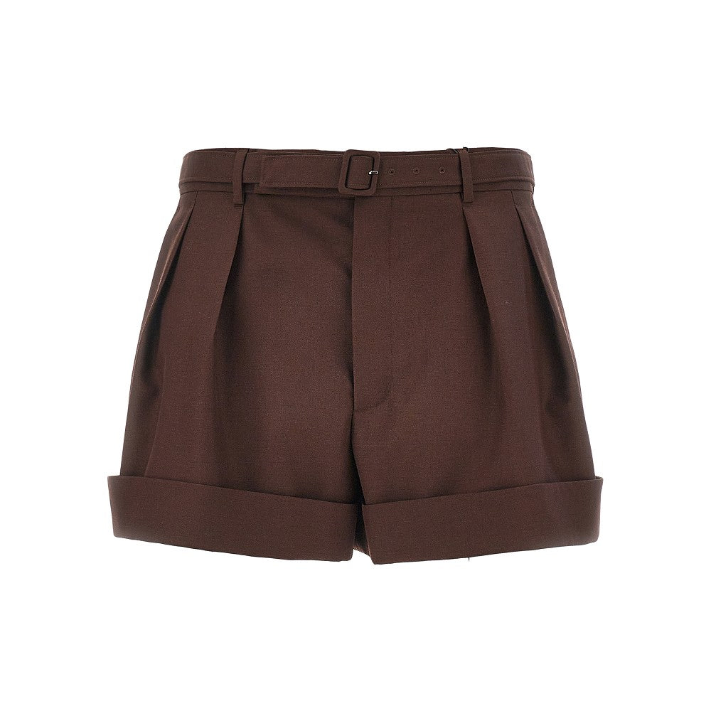 Wool and mohair shorts with belt