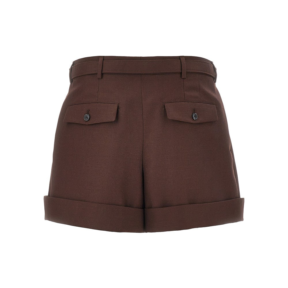 Wool and mohair shorts with belt