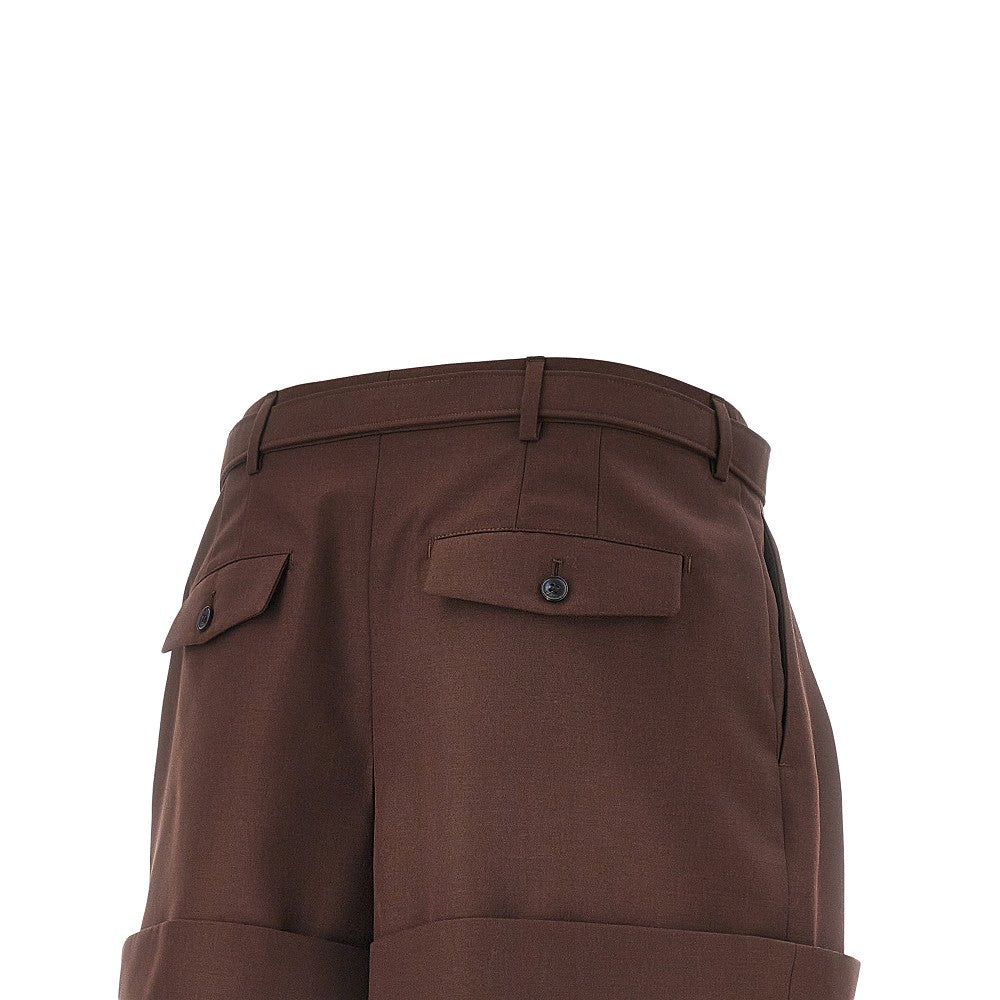 Wool and mohair shorts with belt