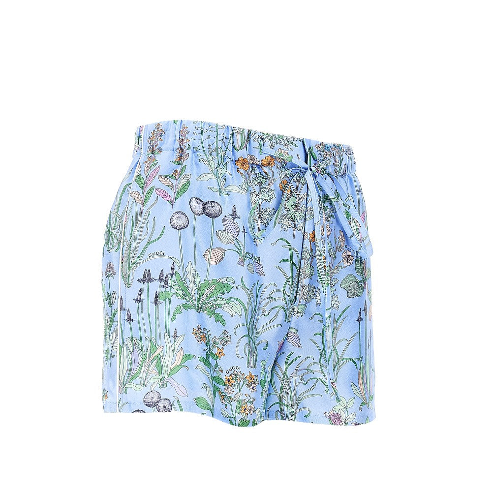 Shorts in seta con stampa floreale