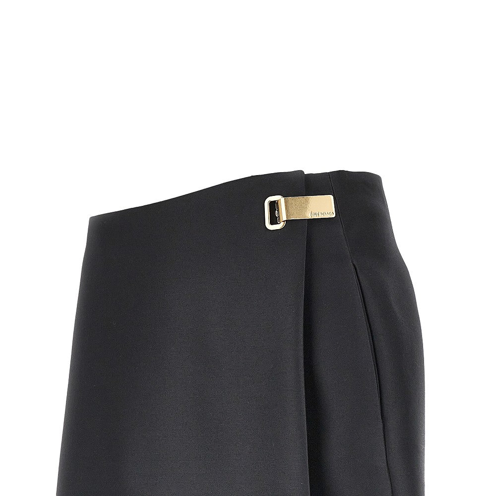 Skort sartoriale mini in lana e seta